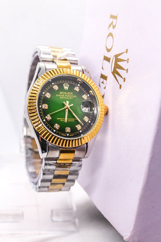 Premium RLX Two-Tone Green Dial Watch